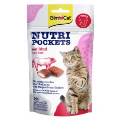 GIMCAT Nutri Pockets chrupiące poduszeczki z wołowiną i błonnikiem 60g