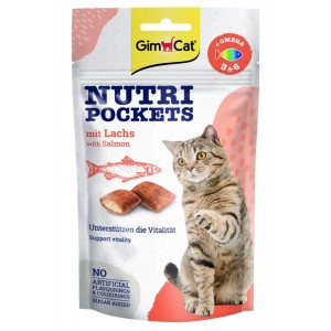 GIMCAT Nutri Pockets chrupiące poduszeczki z łososiem i kwasami omega 3 i 6 60g
