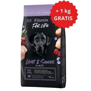 FITMIN Dog For Life Light and Senior 12 kg + 1 kg GRATIS!