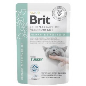 BRIT Veterinary Diets Cat Pouches Fillets in Gravy Urinary and Stress Relief 85g