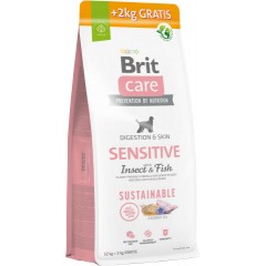 BRIT CARE Dog Sustainable Sensitive Insect Fish 12kg + 2kg