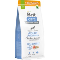 BRIT CARE Dog Sustainable Adult Large Breed Chicken & Insect 12kg + 2kg