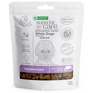 NATURES PROTECTION Superior Care White Dog Junior All breeds Snack Grain Free Sensitive Care with Salmon 150g