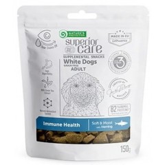 NATURES PROTECTION Superior Care White Dog Adult All Breeds Snack Grain Free Immune Health with Herring 150g