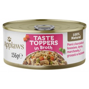 APPLAWS Dog Taste Toppers in Broth Pierś z kurczaka z łososiem i dynią, marchewką i groszkiem 156g