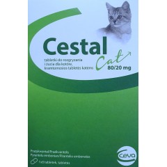 CESTAL Cat 80/20mg - tabletki do rozgryzania i żucia dla kotów na odrobaczanie 8szt. (kartonik)