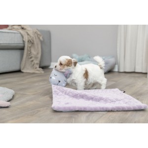 TRIXIE Junior koc z królikiem dla szczeniąt/kociąt z pluszu 55 x 40 cm - jasno liliowy/jasnoszary