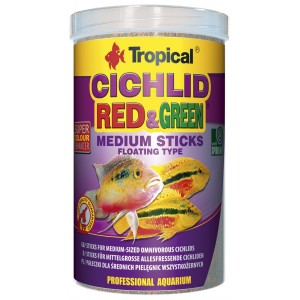 TROPICAL Cichlid Red & Green Medium Sticks - pokarm dla