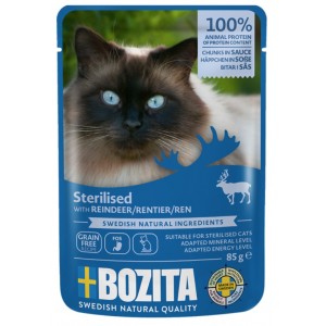 BOZITA Indoor and Sterilised Kawałeczki w sosie z reniferem - mokra karma dla kotów 85g (saszetka)