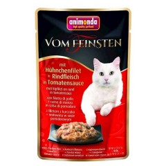 ANIMONDA Cat Vom Feinsten Adult z filetem z piersi kurczaka z wołowiną w sosie pomidorowym 50g (saszetka)