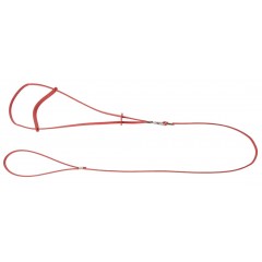 DINGO Smycz skórzana wystawowa - ringówka 0,6 / 150 cm czerwona