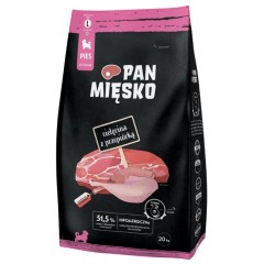 PAN MIĘSKO Cielęcina z przepiórką dla szczeniąt - rozmiar chrupek: L (duży) 20kg