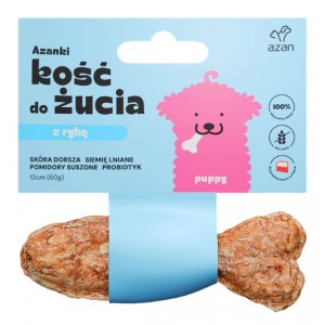 AZANKI Kość z dorszem i probiotykiem PUPPY KSZTAŁT RYBKI 12cm