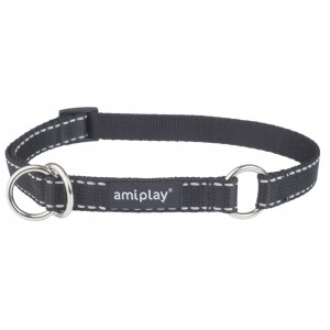 AMIPLAY Obroża półzaciskowa Reflective - Czarna