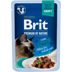 BRIT PREMIUM CAT Beef Gravy Fillets Adult - wołowina w sosie 85g (saszetka)