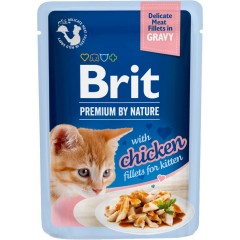 BRIT PREMIUM CAT Chicken Gravy Fillets Kitten - kurczak w sosie dla kociąt 85g (saszetka)