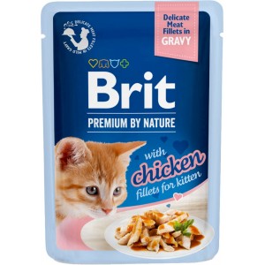 BRIT PREMIUM CAT Chicken Gravy Fillets Kitten - kurczak w sosie dla kociąt 85g (saszetka)