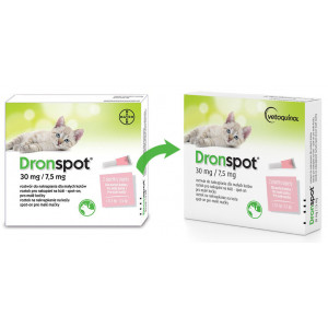 VETOQUINOL Dronspot 30 mg / 7,5 mg dla małych kotów o wadze 0,5 do 2,5 kg (2 pipety)