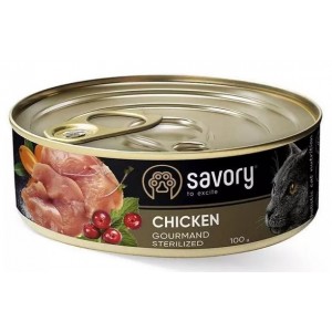 SAVORY Cat Adult Sterilised Chicken 100g (puszka)