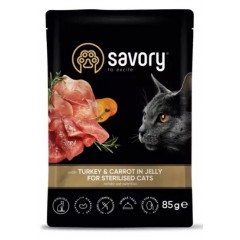 SAVORY Cat Adult Sterilised Turkey and Carrot 85g (saszetka)