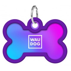 WAUDOG Smart ID metalowa zawieszka z QR-paszportem, wzór fioletowy gradient 40mm x 28mm