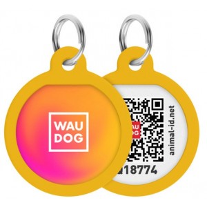 WAUDOG Smart ID metalowa zawieszka z QR-paszportem, wzór pomarańczowy gradient okrągły