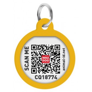 WAUDOG Smart ID metalowa zawieszka z QR-paszportem, wzór pomarańczowy gradient okrągły