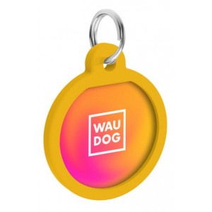 WAUDOG Smart ID metalowa zawieszka z QR-paszportem, wzór pomarańczowy gradient okrągły