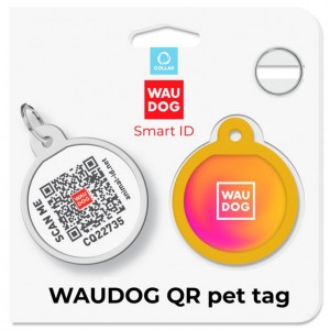 WAUDOG Smart ID metalowa zawieszka z QR-paszportem, wzór pomarańczowy gradient okrągły