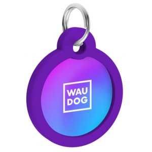 WAUDOG Smart ID metalowa zawieszka z QR-paszportem, wzór fioletowy gradient okrągły