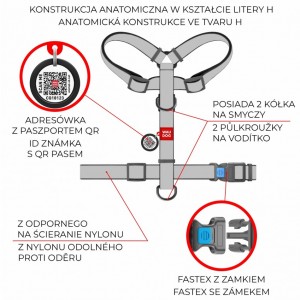 WAUDOG Nylon szelki anatomiczne w kształcie litery H z QR-paszportem wzór NASA21