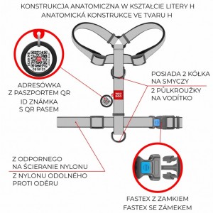 WAUDOG Nylon Recycled szelki anatomiczne w kształcie litery H z QR-paszportem gradient pomarańczowy