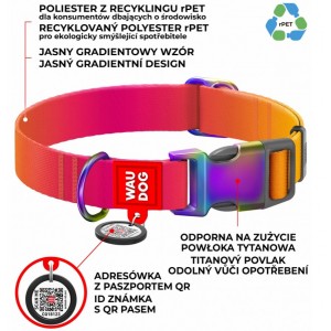 WAUDOG Nylon obroża Recycled nylonowa z QR-paszportem gradient pomarańczowy