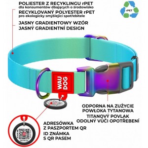 WAUDOG Nylon obroża Recycled nylonowa z QR-paszportem gradient niebieski