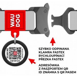 WAUDOG Nylon obroża nylonowa z QR-paszportem, wzor NASA21, metalowa klamra fastex