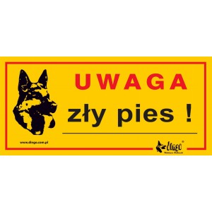 DINGO Tabliczka ostrzegawcza metalowa - "Uwaga zły pies"