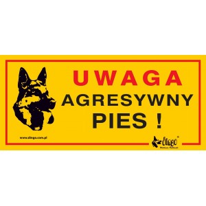 DINGO Tabliczka ostrzegawcza metalowa - "Uwaga agresywny pies"