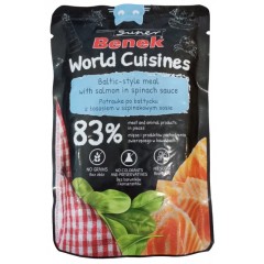 SUPER BENEK World Cuisines Karma dla kotów - łosoś w szpinakowym sosie 100g