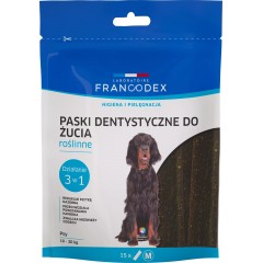 FRANCODEX Paski do gryzienia M usuwające kamień i brzydki zapach z pyska 352,5 g/15 pasków