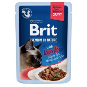 BRIT PREMIUM CAT Sterilised Lamb fillets in gravy 85g (saszetka)