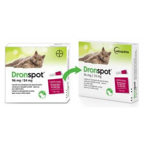 VETOQUINOL Dronspot 96 mg / 24 mg dla dużych kotów o wadze 5 do 8 kg (2 pipety)