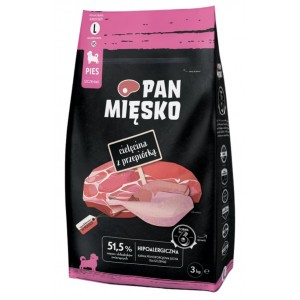 PAN MIĘSKO Cielęcina z przepiórką dla szczeniąt - rozmiar chrupek: L (duży) 3kg