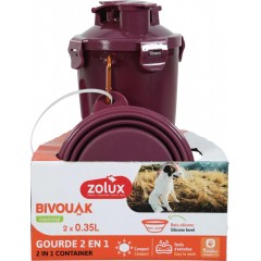 ZOLUX Bidon 2w1 dla psa BIVOUAK 2x350 ml - czerwony