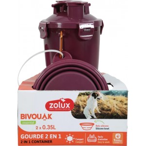 ZOLUX Bidon 2w1 dla psa BIVOUAK 2x350 ml - czerwony