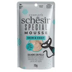 SCHESIR Special Skin and Coat 70g łosoś z kurczakiem wzbogacony olejem kokosowym i z tuńczyka 70g