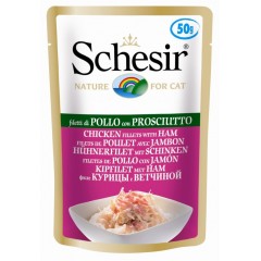 SCHESIR Cat Kurczak z szynką w galaretce 50g (saszetka)