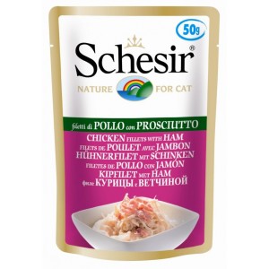 SCHESIR Cat Kurczak z szynką w galaretce 50g (saszetka)