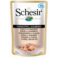 SCHESIR Cat Tuńczyk z łososiem w galaretce 50g (saszetka)
