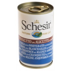 SCHESIR Cat Tuńczyk z drobnymi rybkami morskimi gotowany w wodzie 140g (puszka)