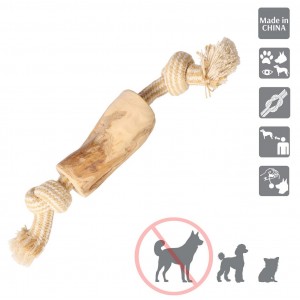 DINGO Gryzak z drewna kawowego na sznurze DAW WĘZŁY 22 cm